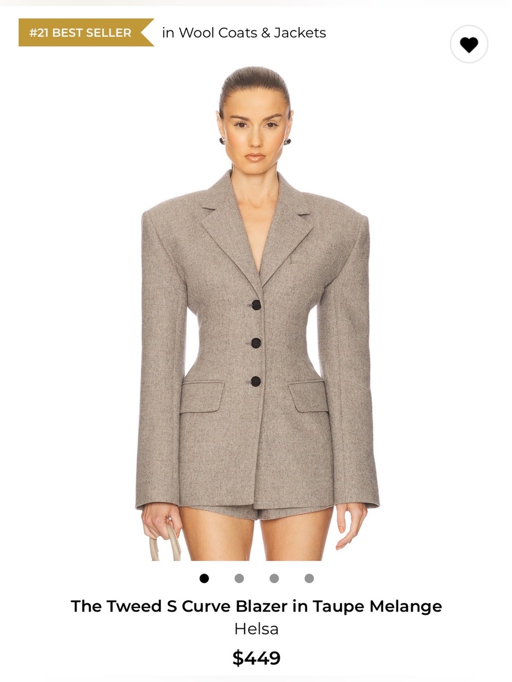 HELSA Tailored Tweed Blazer in Taupe Melange